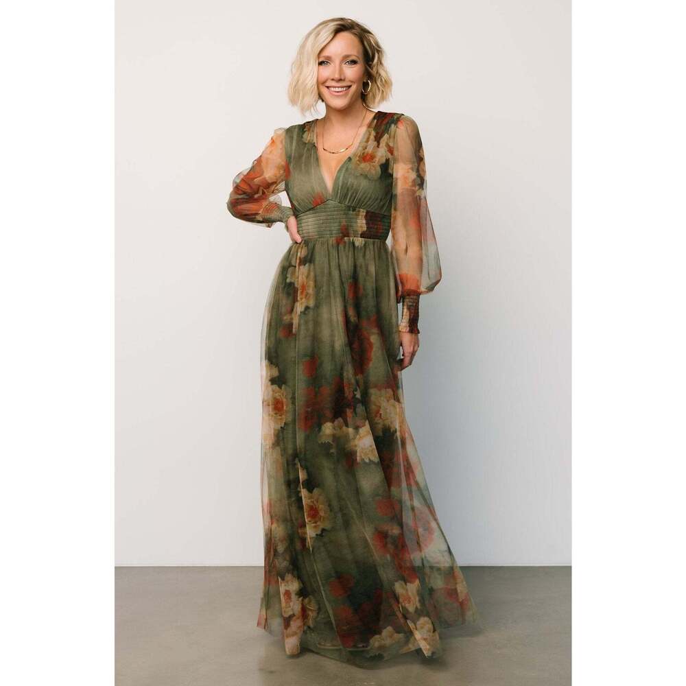 Baltic Born Layla Tulle Maxi Dress | Olive + Rust Size MM